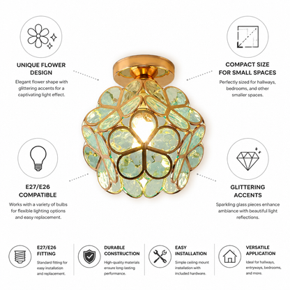 Flower-Shaped Glitter-Accented Flush Ceiling Light (E27/E26 Compatible)