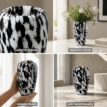 Flower Vase Clear Glass Spotted Design