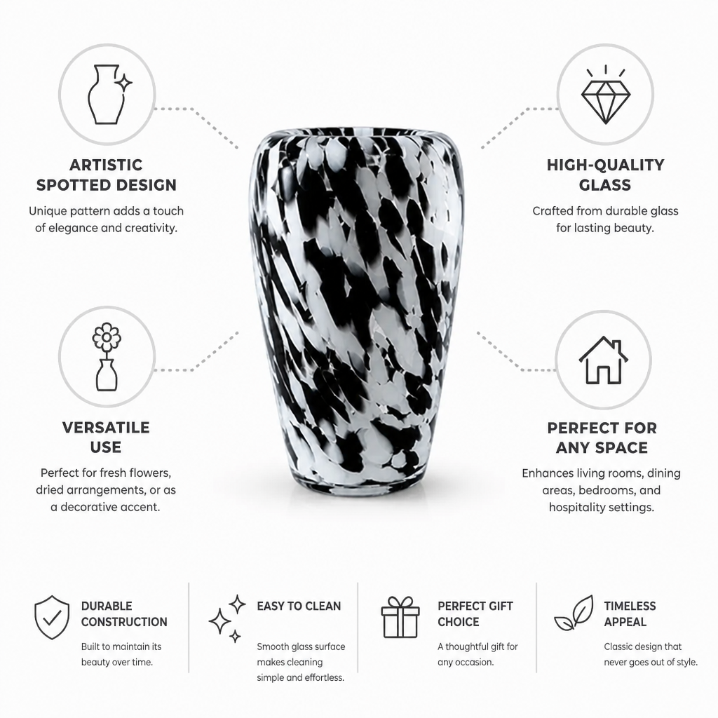 Flower Vase Clear Glass Spotted Design