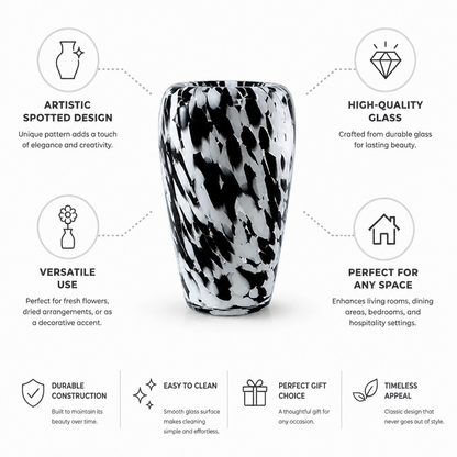 Flower Vase Clear Glass Spotted Design