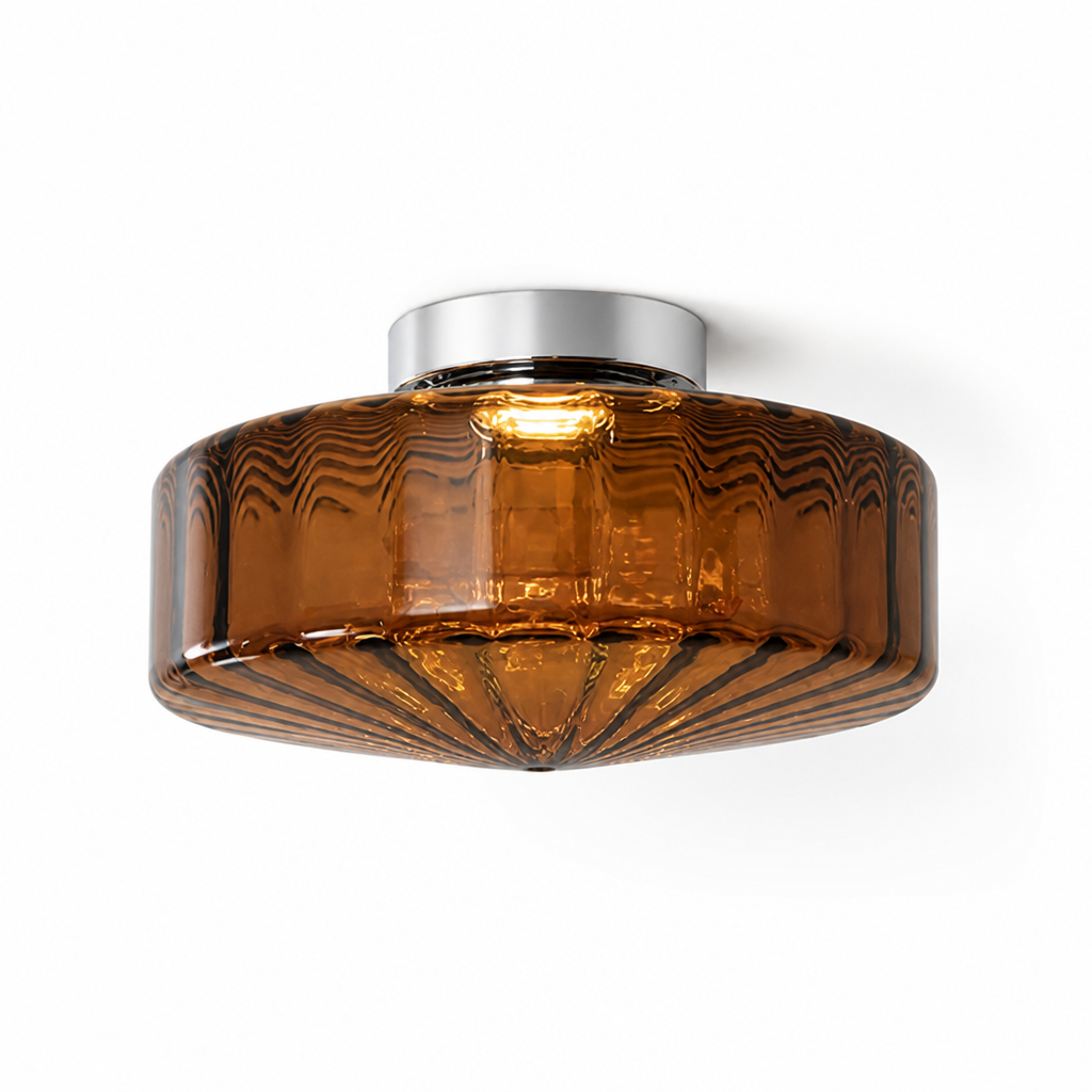 Flush Mount Ceiling Light LED Corrugated Glass Chrome Finish