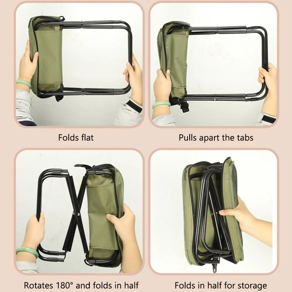 Folding Chair Backpack Waterproof Seat Lightweight 2-In-1