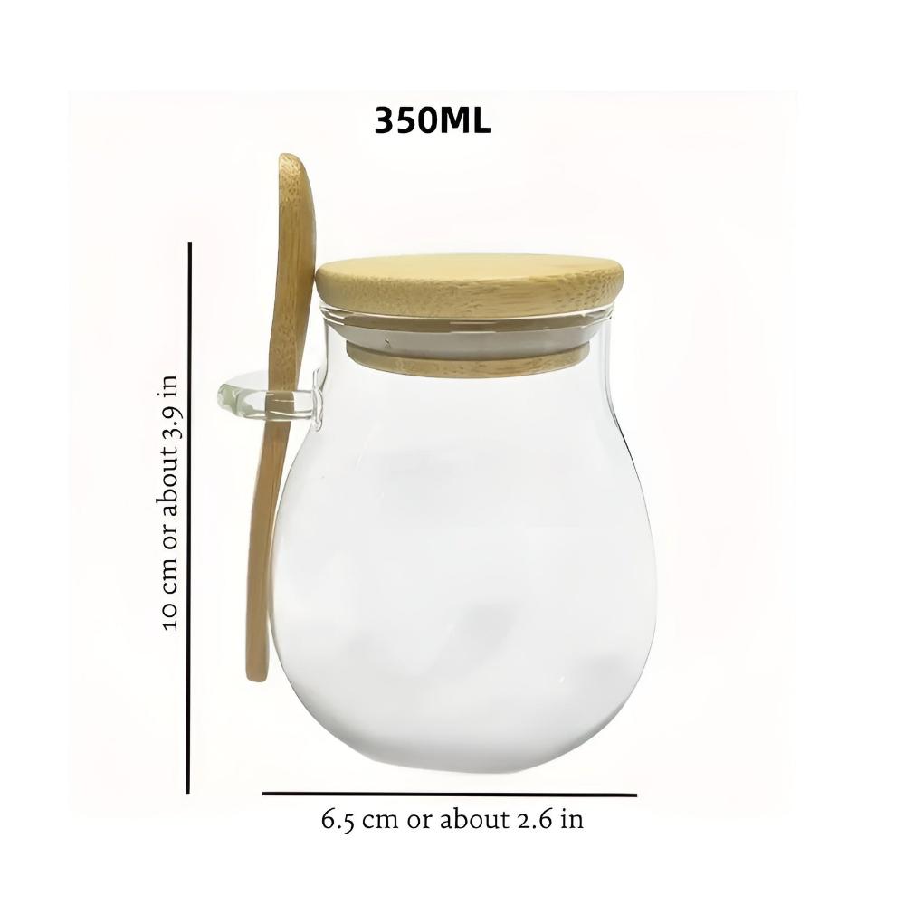 Food Storage Jar Airtight Glass Bamboo Lid & Spoon