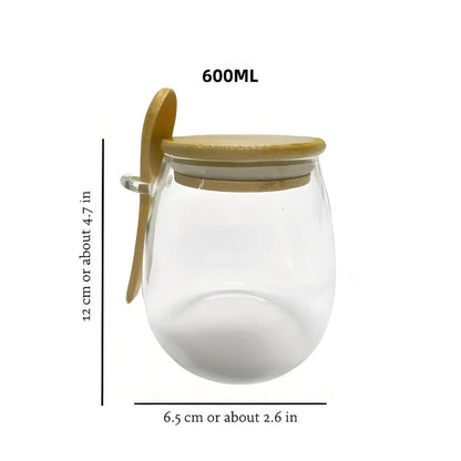 Food Storage Jar Airtight Glass Bamboo Lid & Spoon