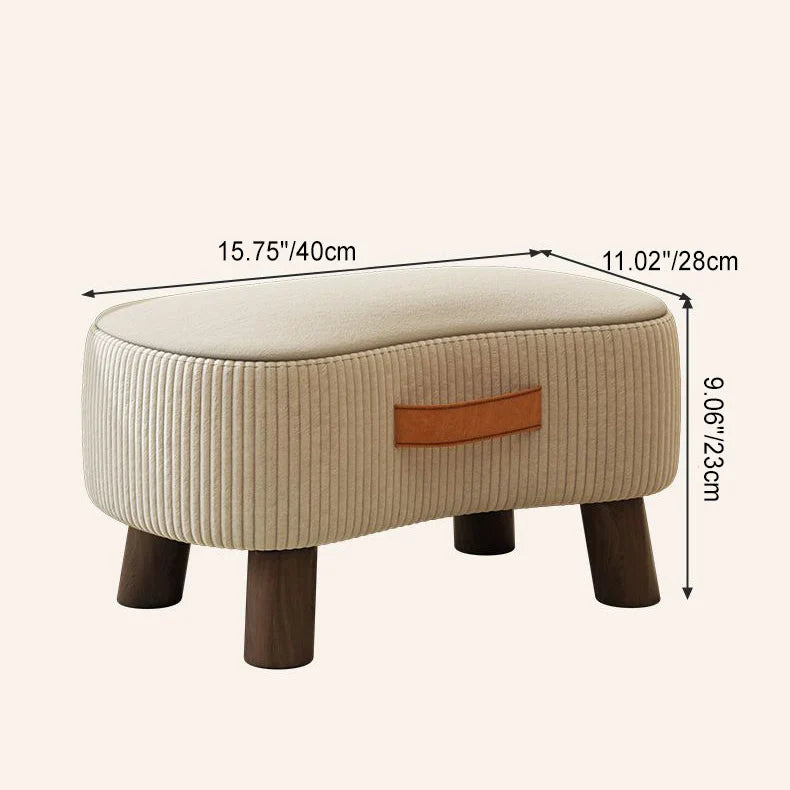 Footstool Pine Wood Frame Cushioned Stackable