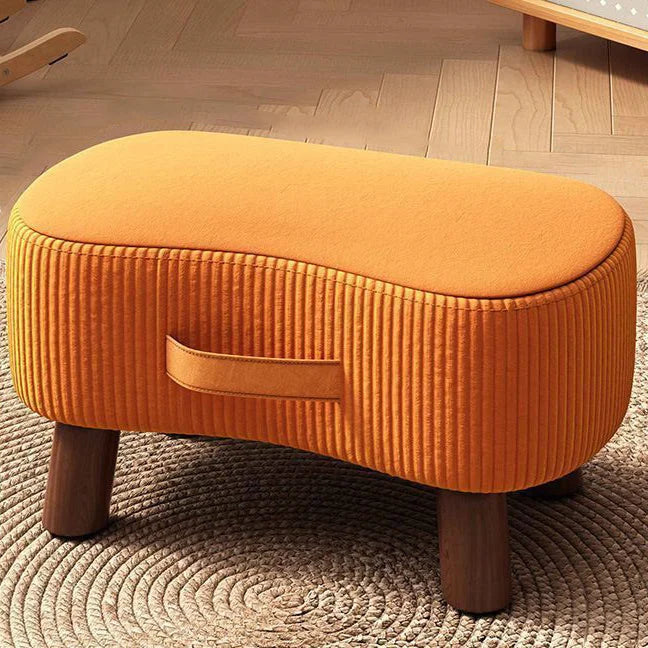 Footstool Pine Wood Frame Cushioned Stackable