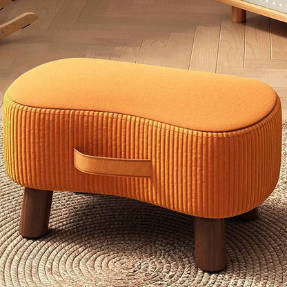 Footstool Pine Wood Frame Cushioned Stackable