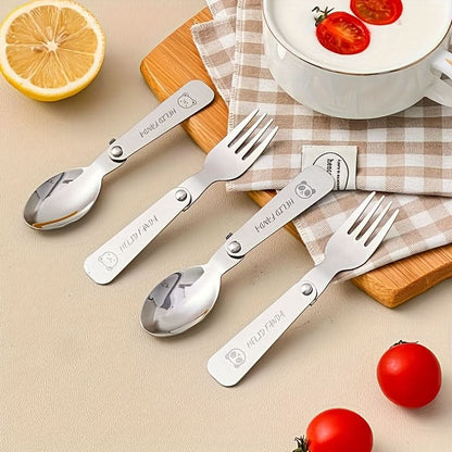 Fork & Spoon Set Foldable 304 Stainless Steel