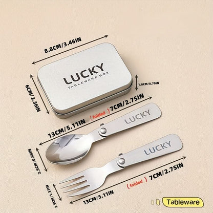 Fork & Spoon Set Foldable 304 Stainless Steel