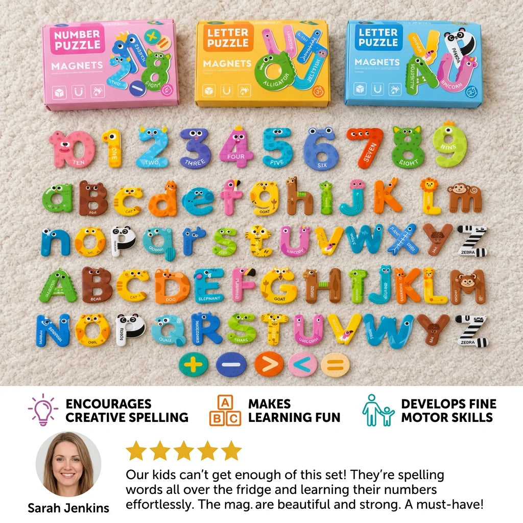Fridge Magnets Animal-Themed Alphabet & Numbers Learning Set