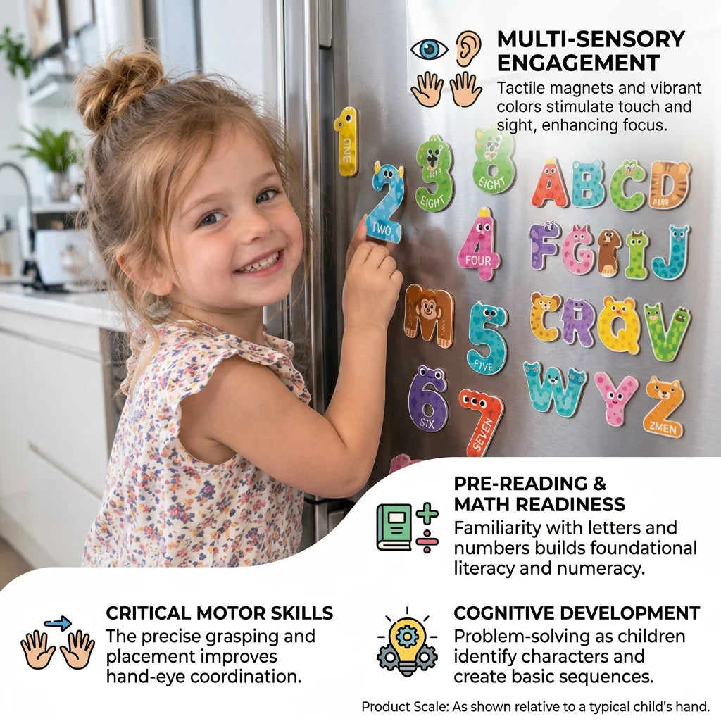 Fridge Magnets Animal-Themed Alphabet & Numbers Learning Set