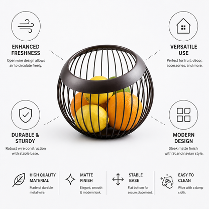 Fruit Bowl Open Wire Matte Finish