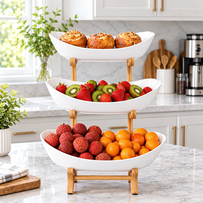 Fruit & Snack Stand Vertical Three-Tier Wood