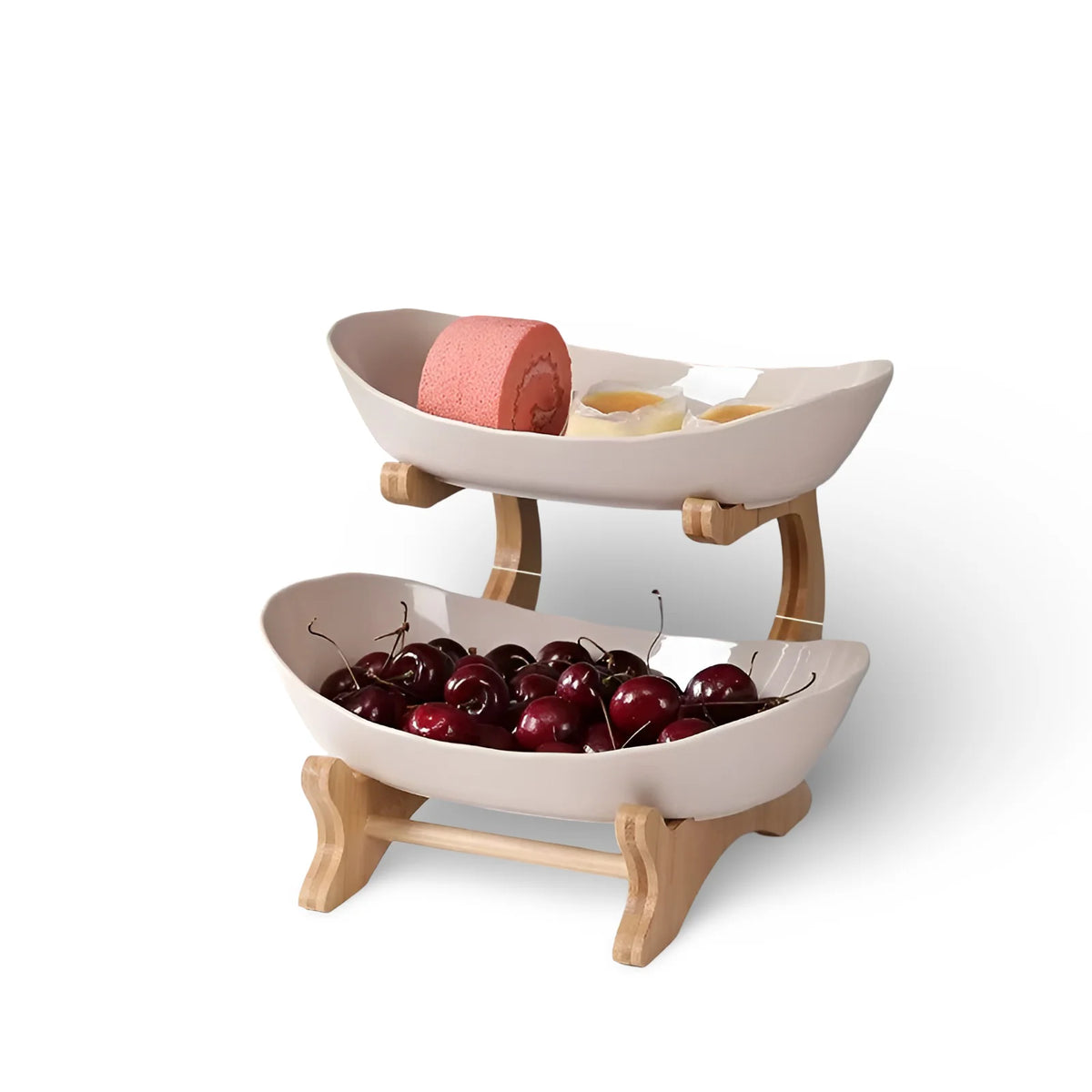 Fruit & Snack Stand Vertical Three-Tier Wood