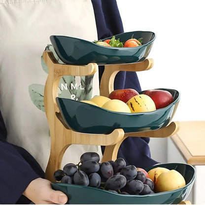 Fruit & Snack Stand Vertical Three-Tier Wood