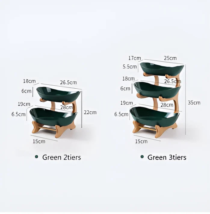 Fruit & Snack Stand Vertical Three-Tier Wood
