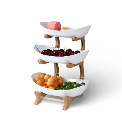 Fruit & Snack Stand Vertical Three-Tier Wood