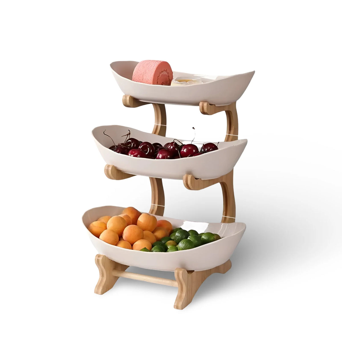 Fruit & Snack Stand Vertical Three-Tier Wood