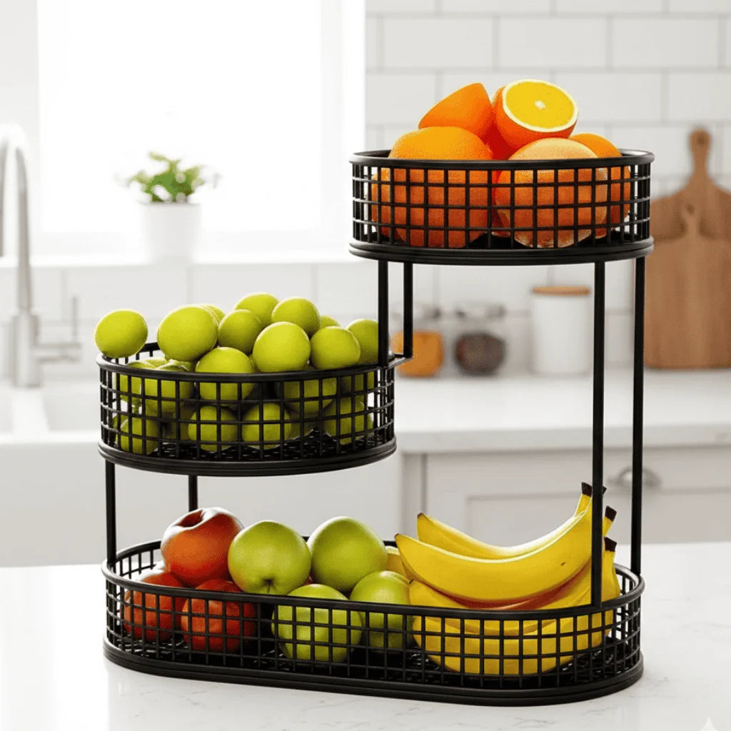 Fruit Stand Multi-Tier Metal Countertop Storage