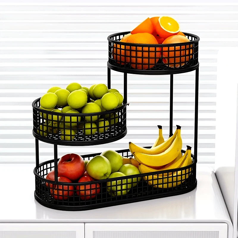 Fruit Stand Multi-Tier Metal Countertop Storage