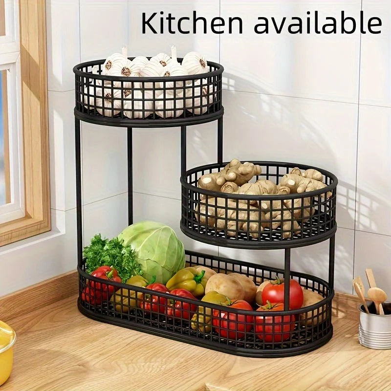 Fruit Stand Multi-Tier Metal Countertop Storage