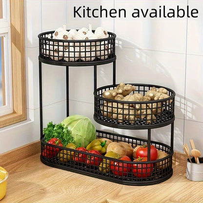 Fruit Stand Multi-Tier Metal Countertop Storage
