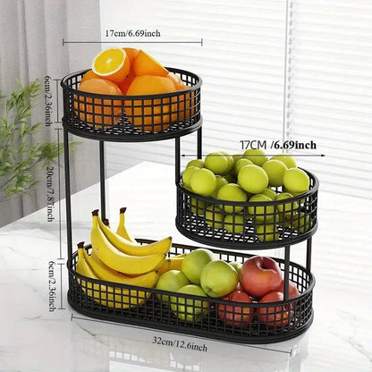Fruit Stand Multi-Tier Metal Countertop Storage
