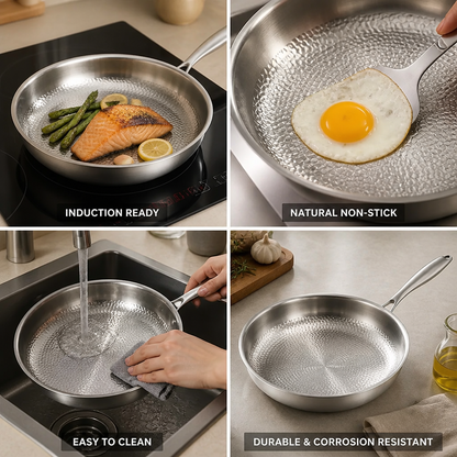 Frying Pan Hammered Titanium Natural Non-Stick Induction Compatible