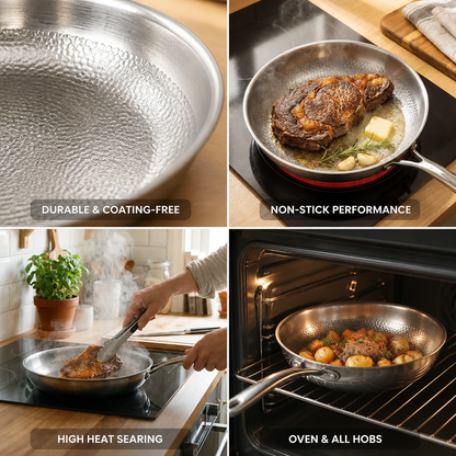 Frying Pan Hammered Titanium-Reinforced Induction & Oven Safe