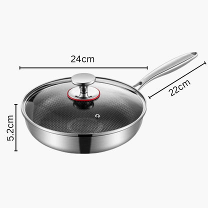 Frying Pan Three-Layer Stainless Steel Induction Compatible Cool-Touch Handle