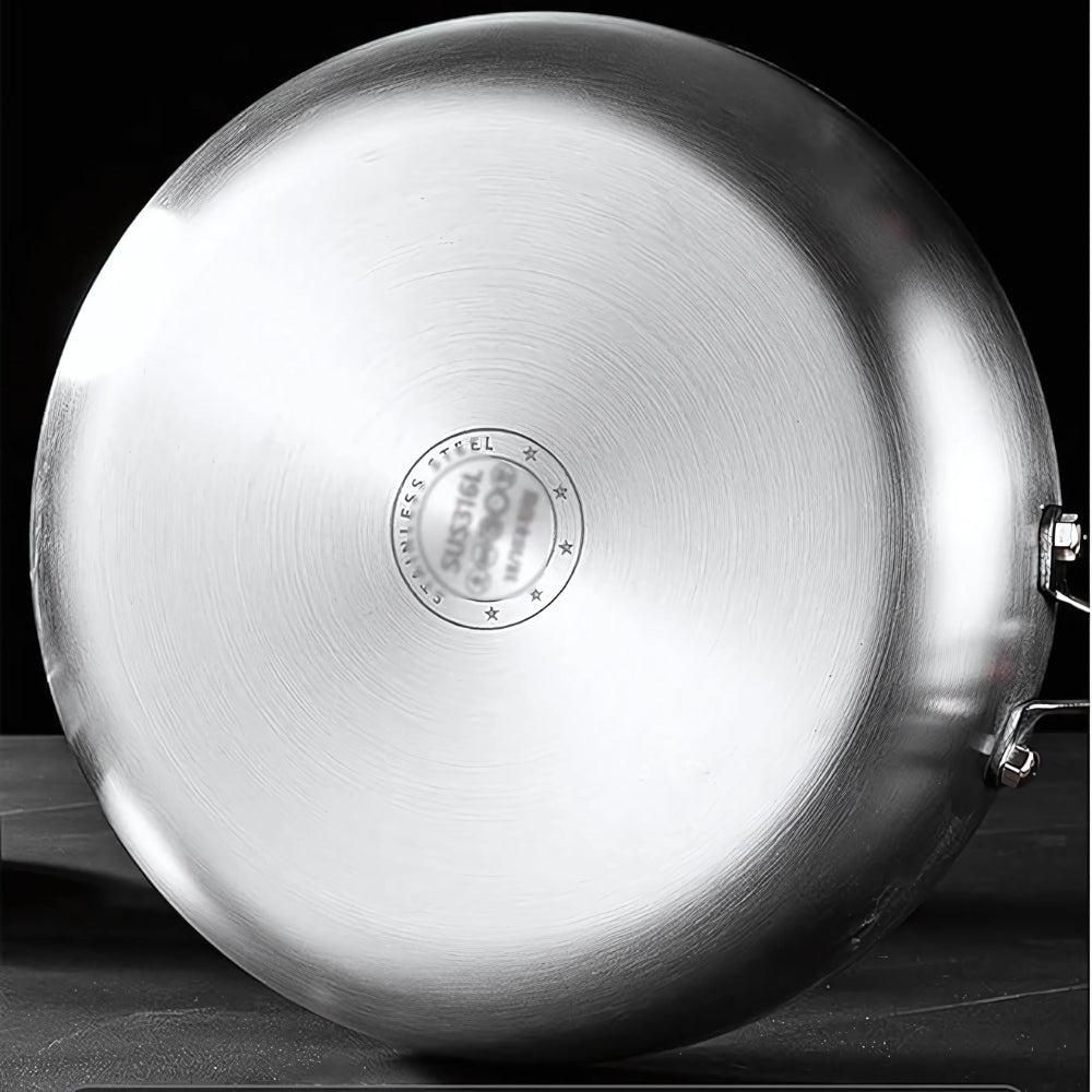 Frying Pan Three-Layer Stainless Steel Induction Compatible Cool-Touch Handle