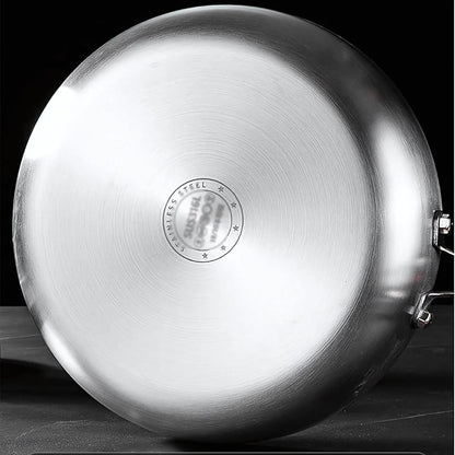 Frying Pan Three-Layer Stainless Steel Induction Compatible Cool-Touch Handle