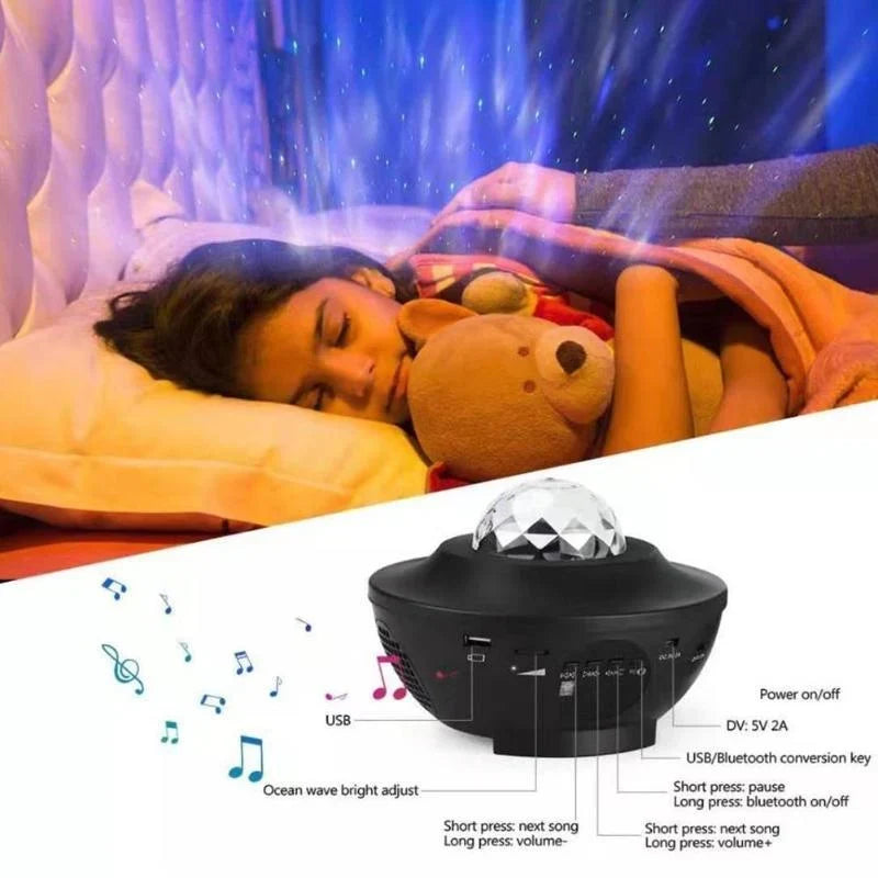 Galaxy Projector Dual-Lens Ocean Wave & Starry Sky Bluetooth Speaker