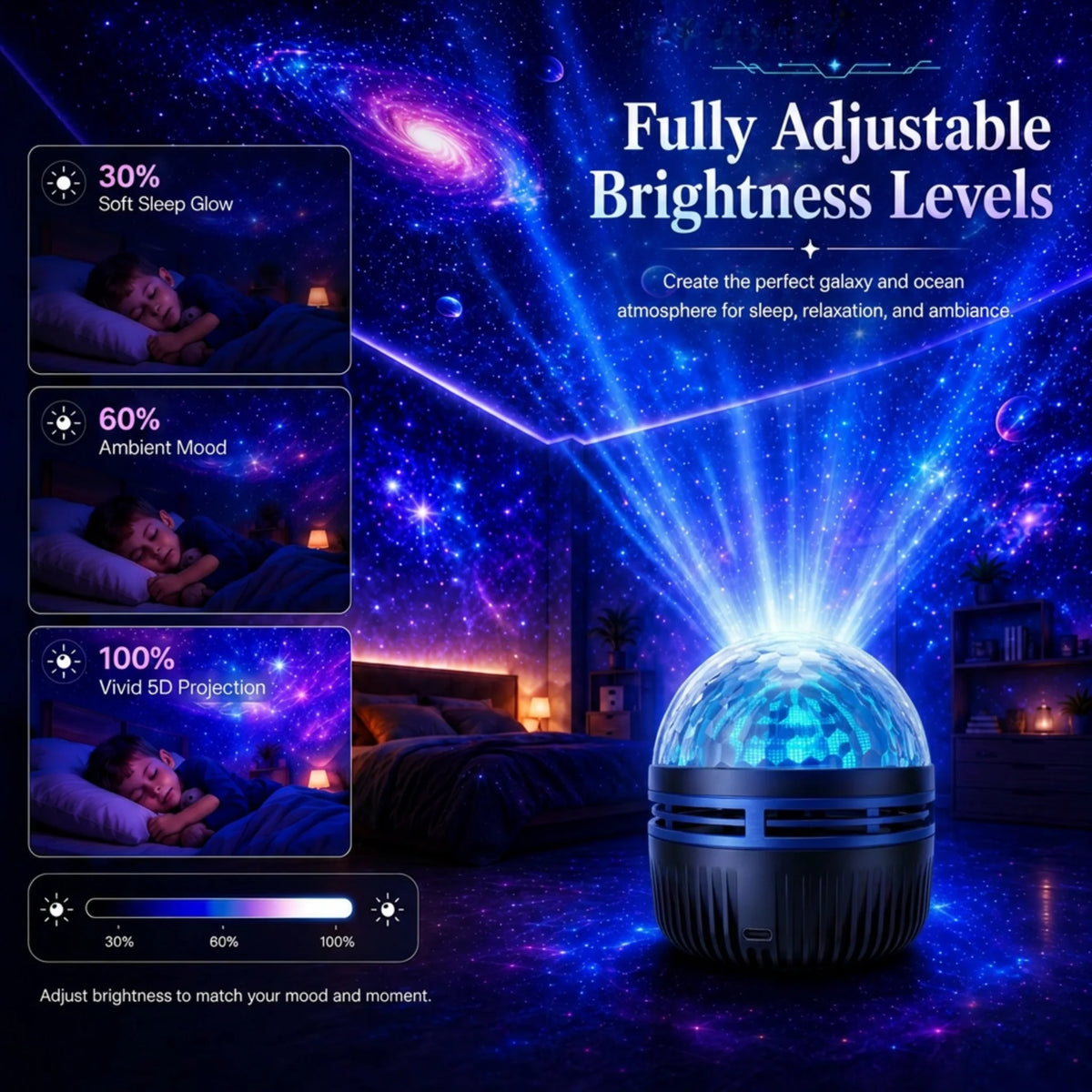 Galaxy Projector Light 360° Flexible Gooseneck USB Powered