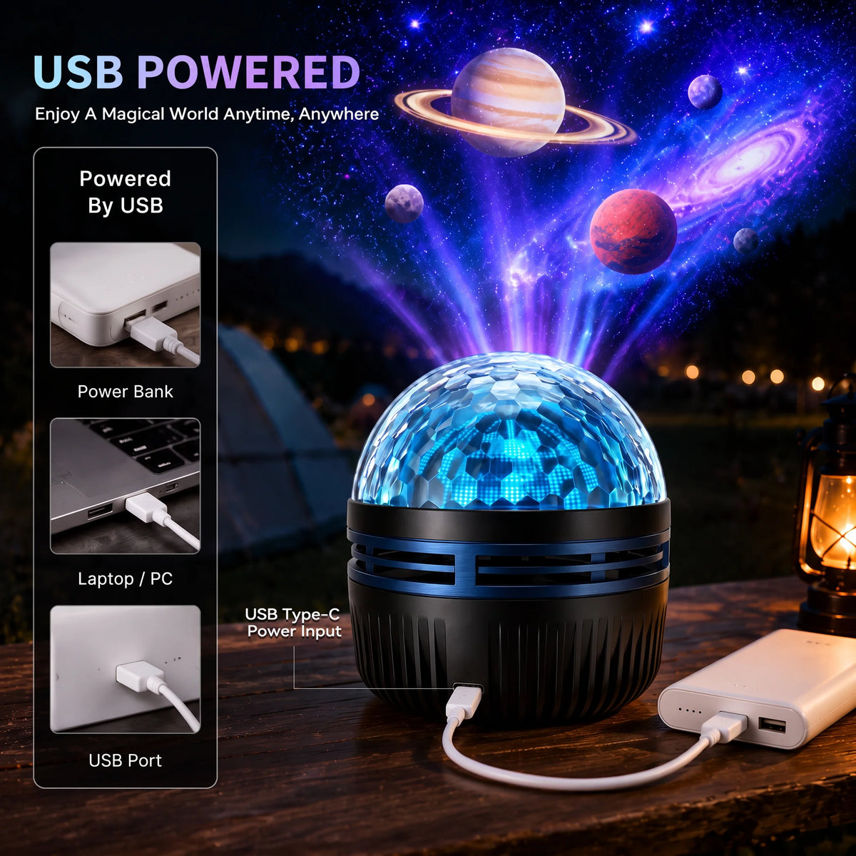 Galaxy Projector Light 360° Flexible Gooseneck USB Powered