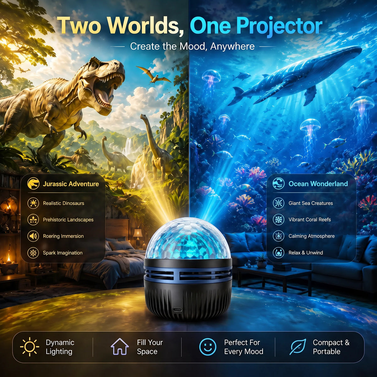 Galaxy Projector Light 360° Flexible Gooseneck USB Powered