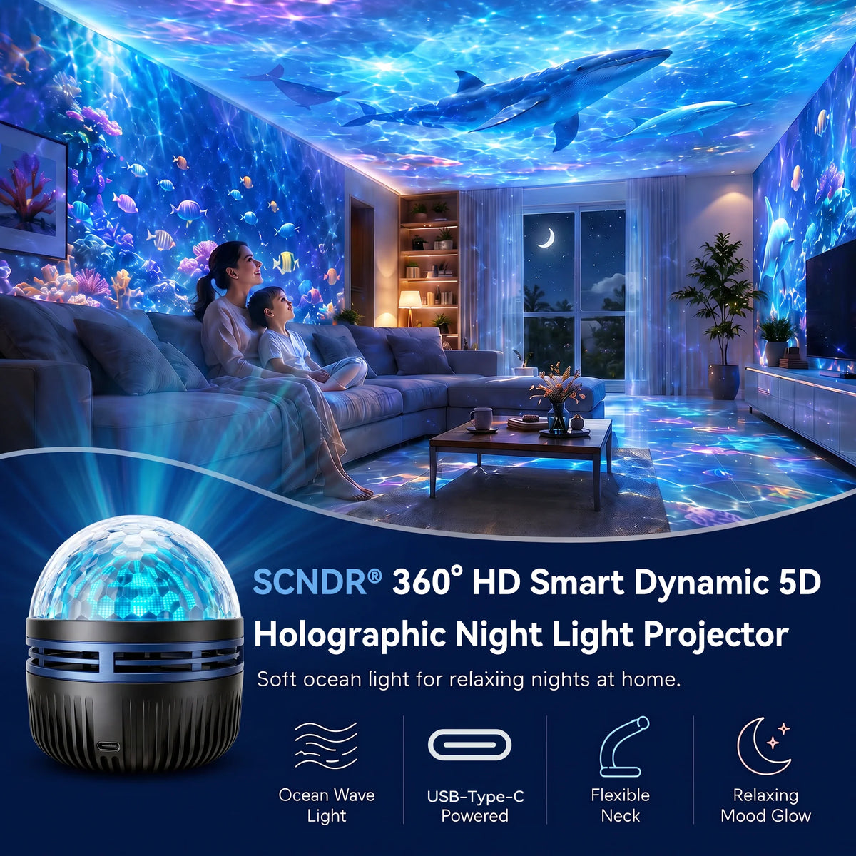 Galaxy Projector Light 360° Flexible Gooseneck USB Powered