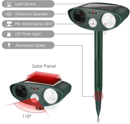 Garden Deer Repellent Solar-Powered Ultrasonic Motion-Activated
