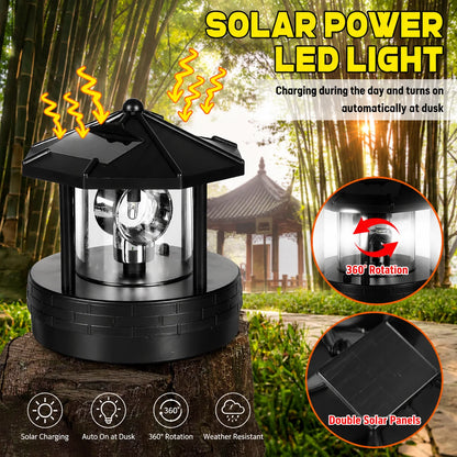Garden Light Solar-Powered Rotating Beacon Automatic Dusk Lighting