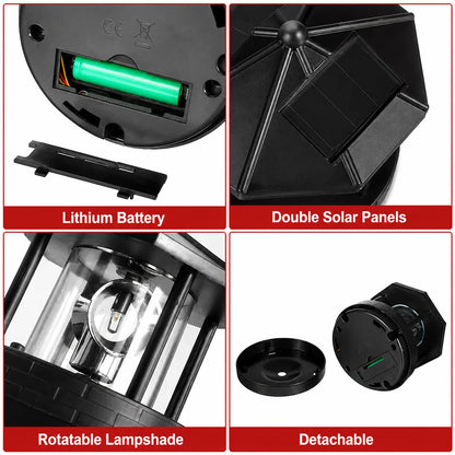 Garden Light Solar-Powered Rotating Beacon Automatic Dusk Lighting