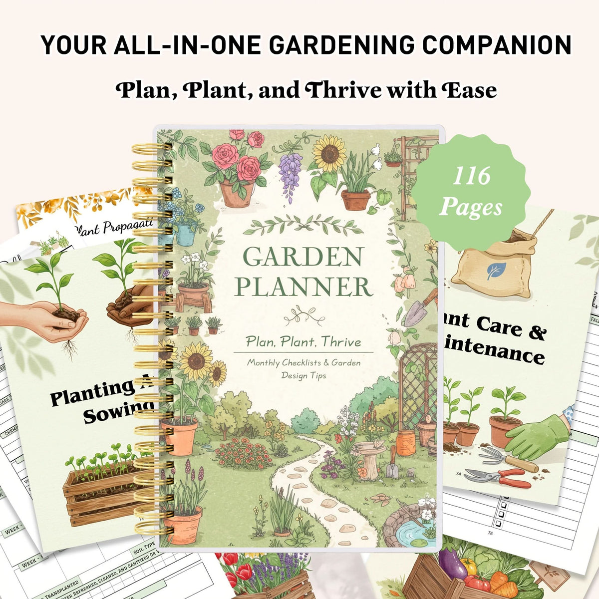 Garden Planner A5 Undated Plant Care Tracker