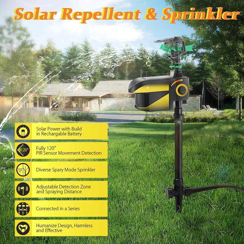 Garden Sprinkler Solar-Powered Motion-Activated 300-Degree Rotation