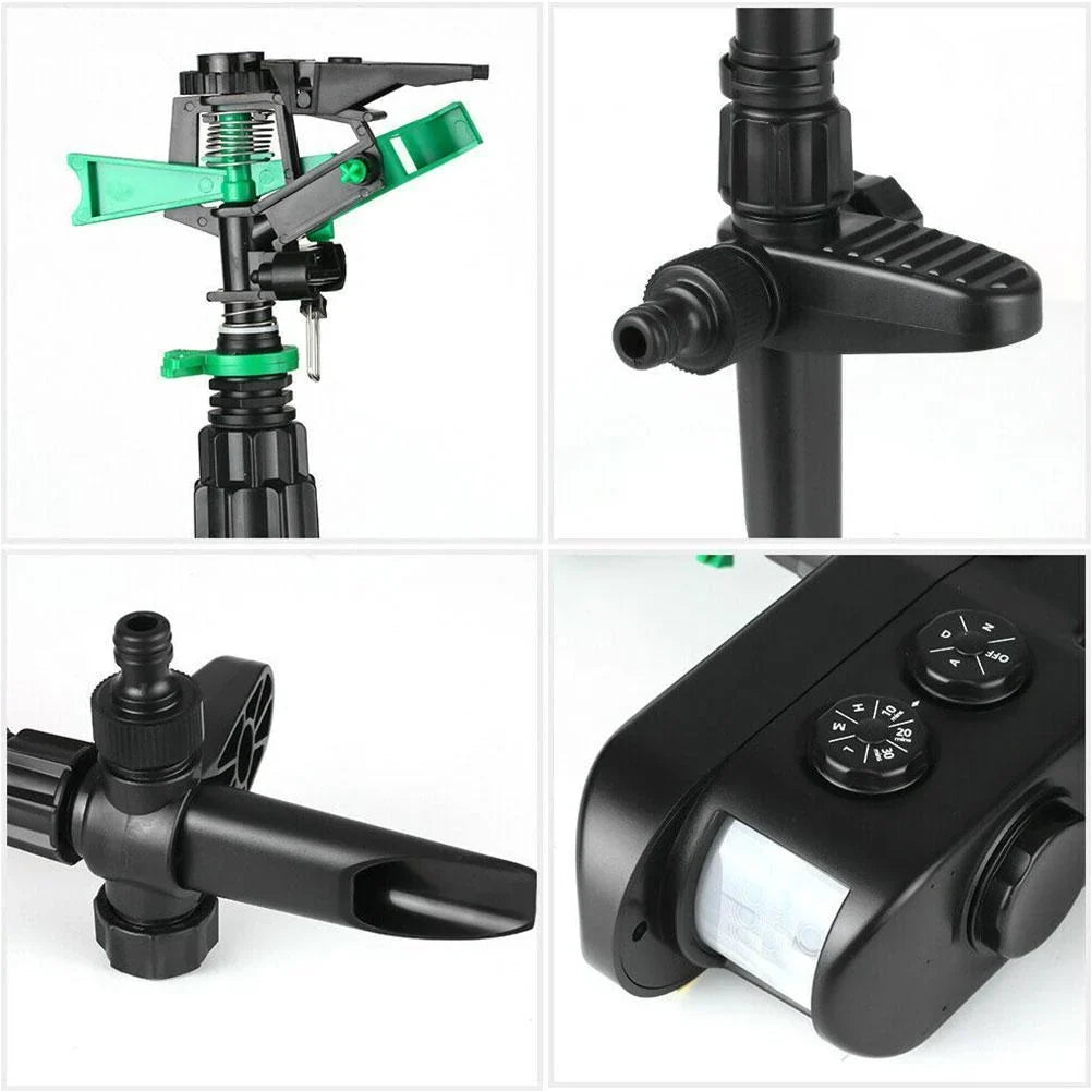 Garden Sprinkler Solar-Powered Motion-Activated 300-Degree Rotation