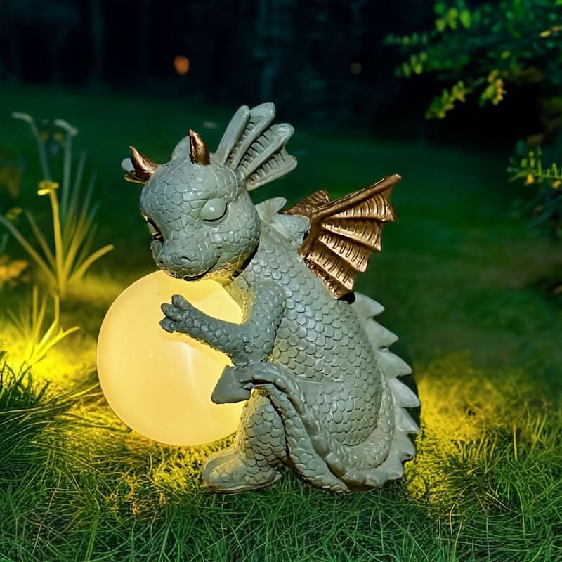 Garden Statue Dinosaur Solar-Powered Moonlight Glow Resin