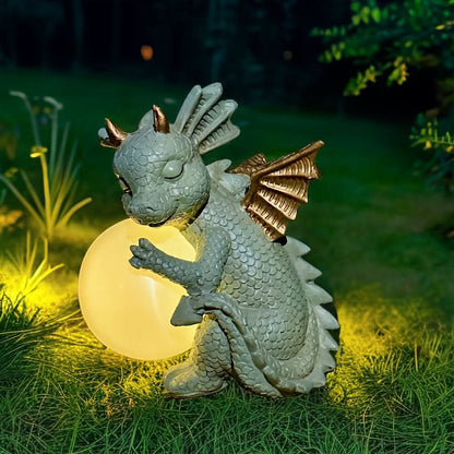 Garden Statue Dinosaur Solar-Powered Moonlight Glow Resin