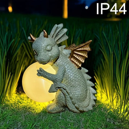 Garden Statue Dinosaur Solar-Powered Moonlight Glow Resin
