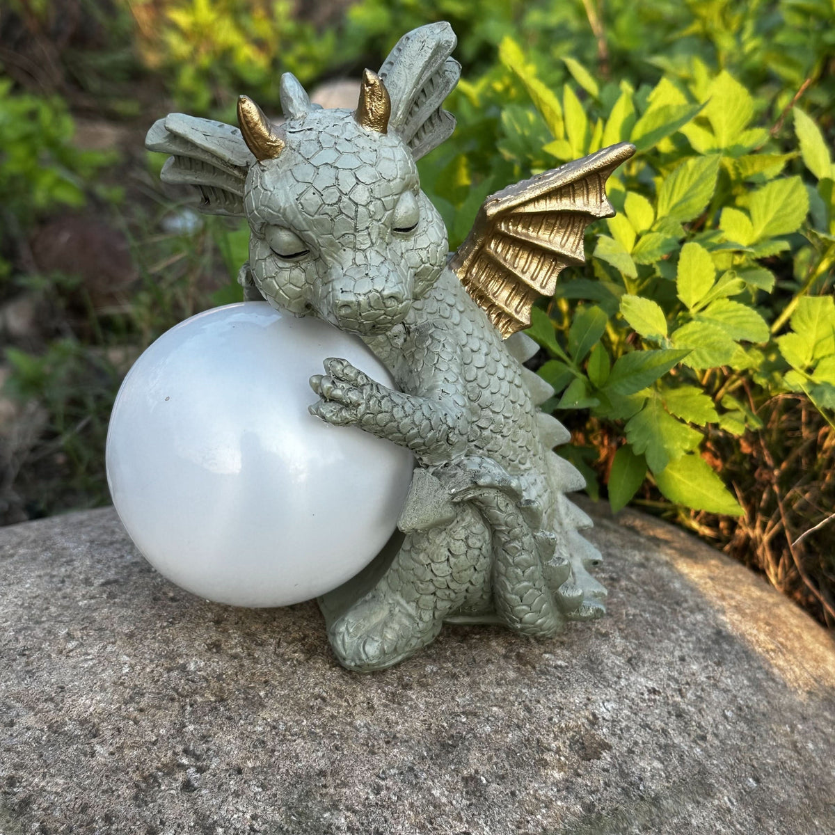 Garden Statue Dinosaur Solar-Powered Moonlight Glow Resin
