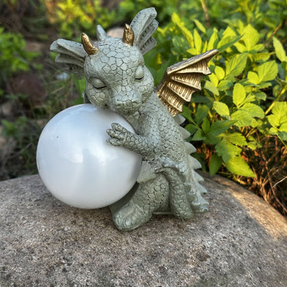 Garden Statue Dinosaur Solar-Powered Moonlight Glow Resin