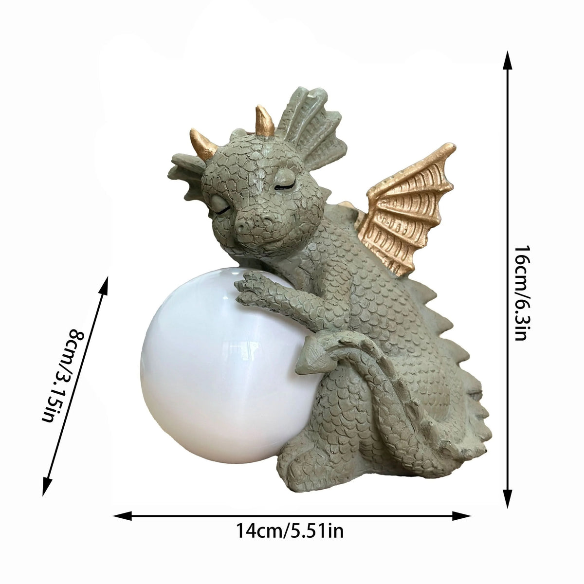 Garden Statue Dinosaur Solar-Powered Moonlight Glow Resin