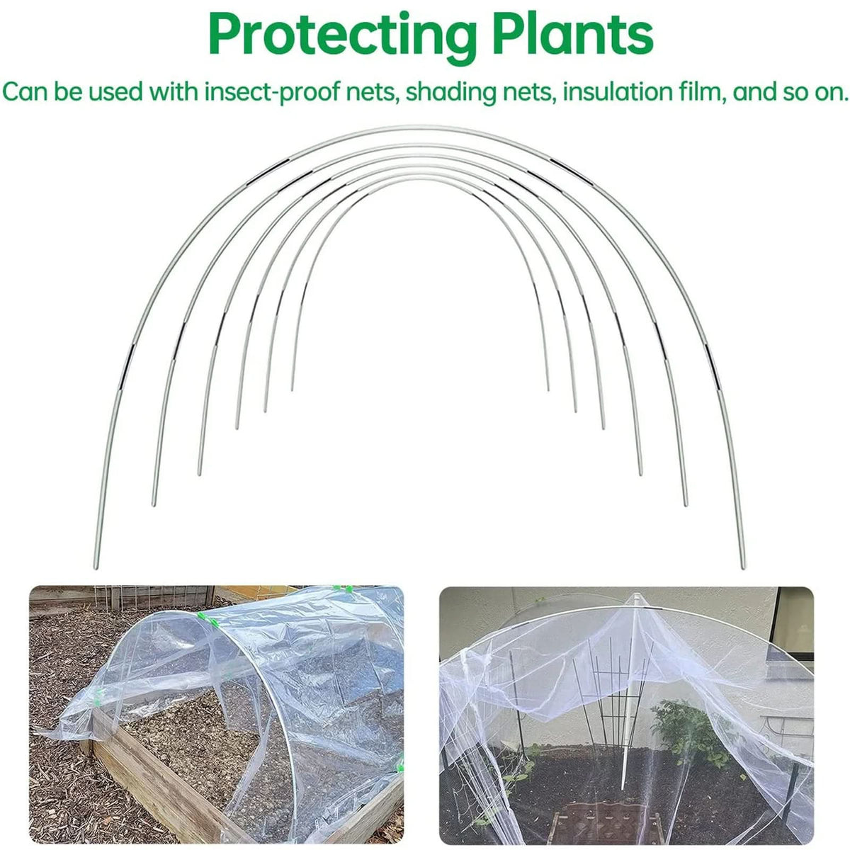 Garden Tunnel Fiberglass Frame UV-Resistant Cover & Roll-Up Sides